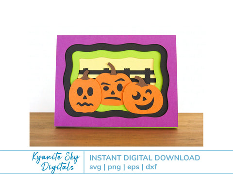 Halloween SVG 3-D jack-o-lantern fall autumn shadowbox tunnel card SVG Kyanite Sky Digitals 