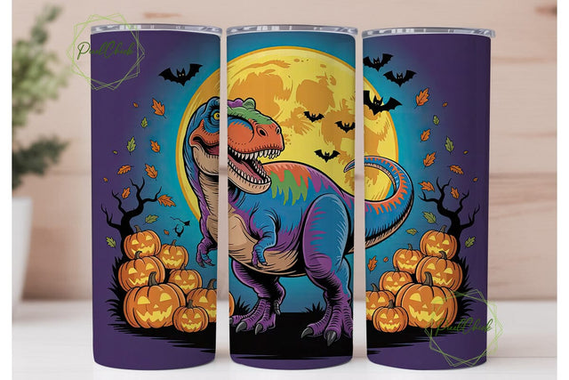 Halloween T-Rex 20oz Tumbler Wrap Sublimation PixelChick 