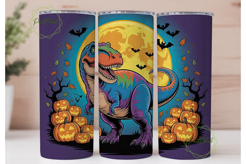 Halloween T-Rex 20oz Tumbler Wrap Sublimation PixelChick 