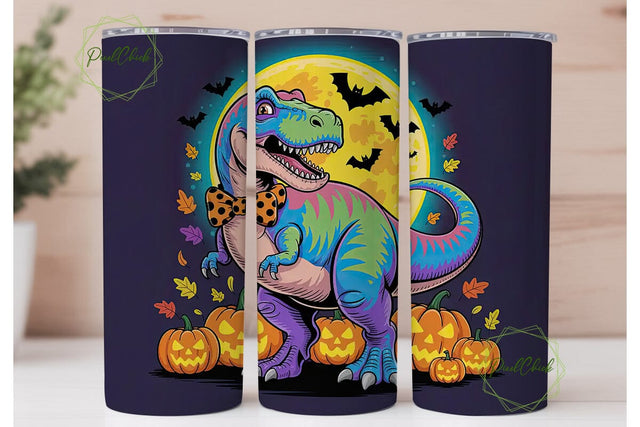 Halloween T-Rex 20oz Tumbler Wrap Sublimation PixelChick 