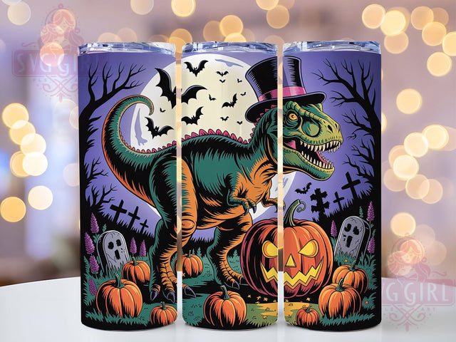 Halloween T-Rex Pumpkin Dino Tumbler, Dinosaur Pumpkin, Fall Wrap, 20Oz Tumbler, Sublimation Design, Spooky Dino, Autumn Theme Sublimation SvggirlplusArt 