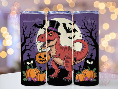 Halloween T-Rex Pumpkin Dino Tumbler, Dinosaur Pumpkin, Fall Wrap, 20Oz Tumbler, Sublimation Design, Spooky Dino, Autumn Theme Sublimation SvggirlplusArt 
