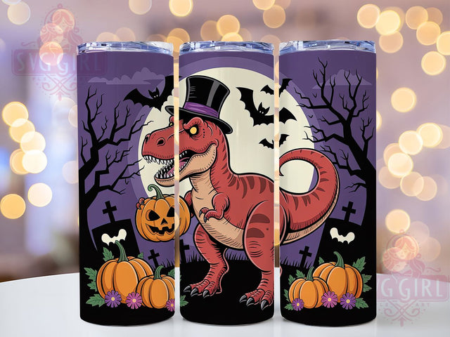 Halloween T-Rex Pumpkin Dino Tumbler, Dinosaur Pumpkin, Fall Wrap, 20Oz Tumbler, Sublimation Design, Spooky Dino, Autumn Theme Sublimation SvggirlplusArt 
