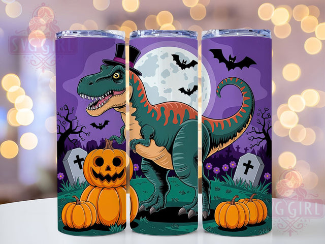 Halloween T-Rex Pumpkin Dino Tumbler, Dinosaur Pumpkin, Fall Wrap, 20Oz Tumbler, Sublimation Design, Spooky Dino, Autumn Theme Sublimation SvggirlplusArt 