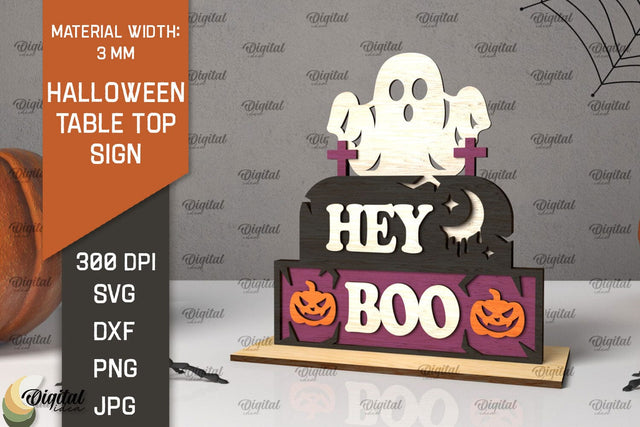 Halloween Table Top Sign Laser Cut. Hey Boo SVG SVG Evgenyia Guschina 