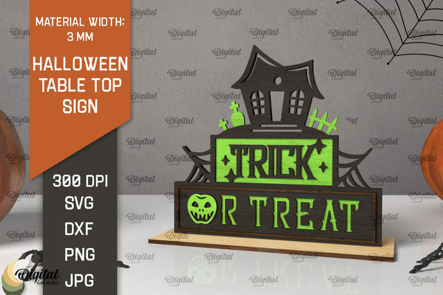 Halloween Table Top Sign Laser Cut. Trick Or Treat SVG SVG Evgenyia Guschina 