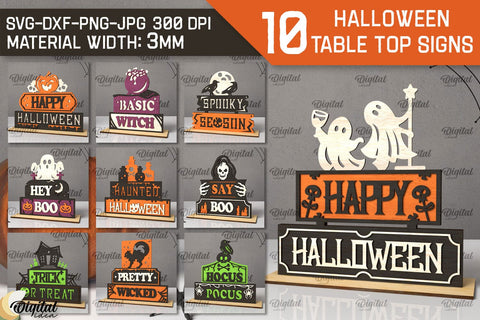Halloween Table Top Signs Laser Cut Bundle. Spooky SVG SVG Evgenyia Guschina 