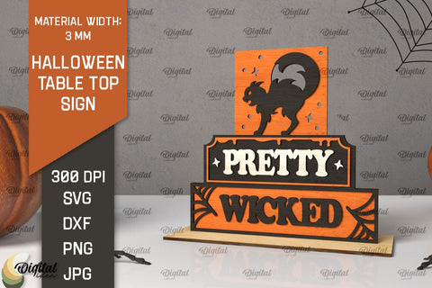 Halloween Table Top Signs Laser Cut Bundle. Spooky SVG SVG Evgenyia Guschina 