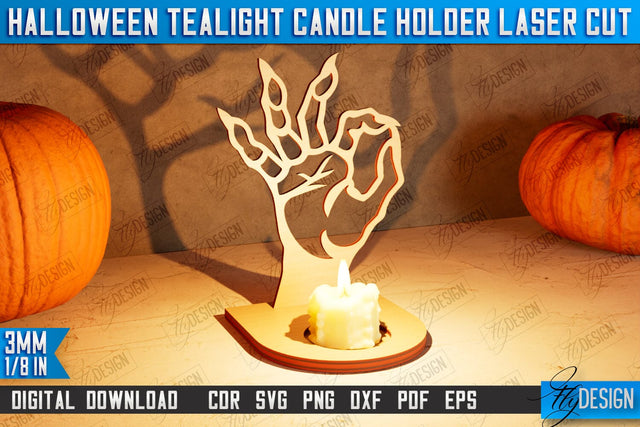 Halloween Tealight Candle Holder | Shadow Vintage Candle | Halloween Decorations | CNC File SVG Fly Design 