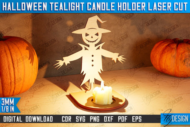 Halloween Tealight Candle Holder | Shadow Vintage Candle | Halloween Decorations | CNC File SVG Fly Design 