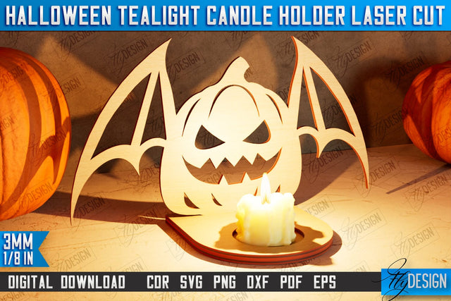 Halloween Tealight Candle Holder | Shadow Vintage Candle | Halloween Decorations | CNC File SVG Fly Design 