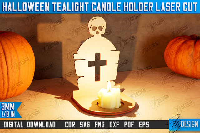 Halloween Tealight Candle Holder | Shadow Vintage Candle | Halloween Decorations | CNC File SVG Fly Design 