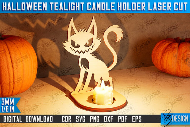 Halloween Tealight Candle Holder | Shadow Vintage Candle | Halloween Decorations | CNC File SVG Fly Design 