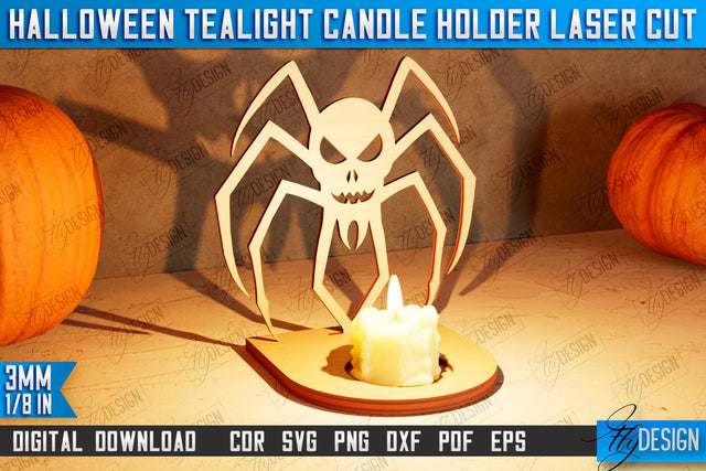 Halloween Tealight Candle Holder | Shadow Vintage Candle | Halloween Decorations | CNC File SVG Fly Design 