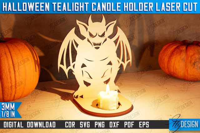Halloween Tealight Candle Holder | Shadow Vintage Candle | Halloween Decorations | CNC File SVG Fly Design 