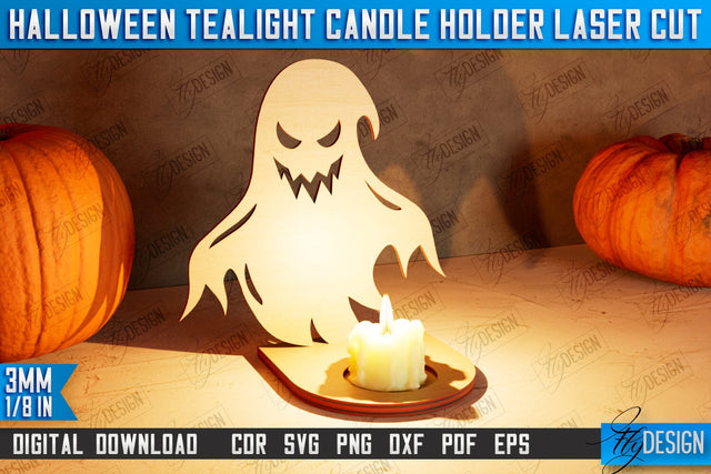 Halloween Tealight Candle Holder | Shadow Vintage Candle | Halloween Decorations | CNC File SVG Fly Design 