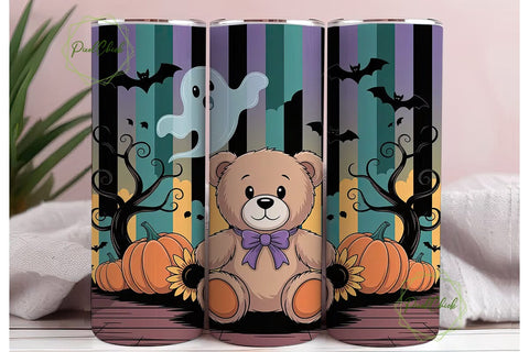 Halloween Teddy Bear 20oz Tumbler Wrap Sublimation PixelChick 