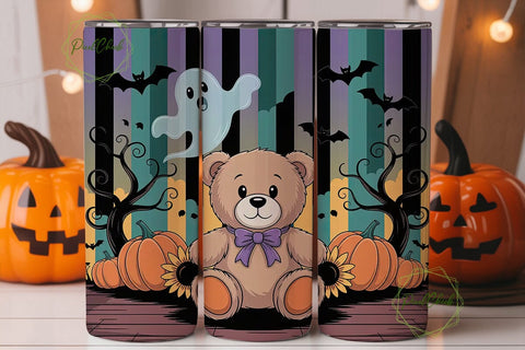 Halloween Teddy Bear 20oz Tumbler Wrap Sublimation PixelChick 