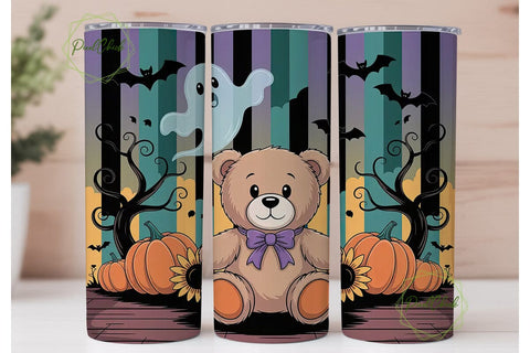 Halloween Teddy Bear 20oz Tumbler Wrap Sublimation PixelChick 