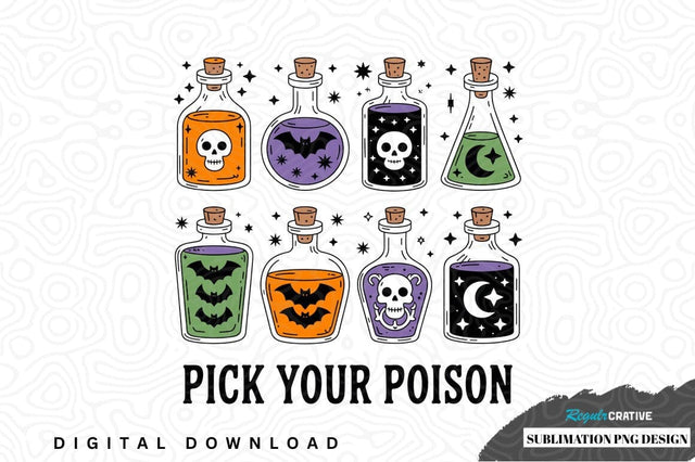 Halloween-themed potion bottles sublimation png design Sublimation Regulrcrative 