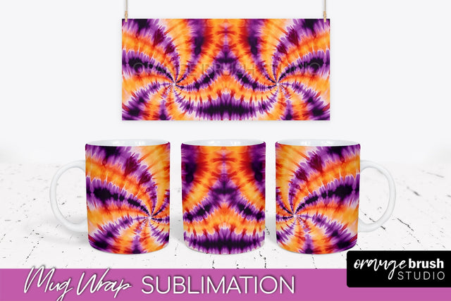 Halloween Tie Dye Coffee Mug Sublimation - Spooky Mug Wrap Sublimation OrangeBrushStudio 