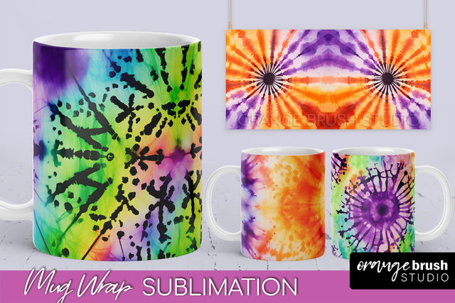 Halloween Tie Dye Coffee Mug Sublimation - Spooky Mug Wrap Sublimation OrangeBrushStudio 