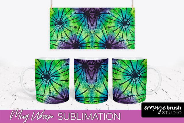 Halloween Tie Dye Coffee Mug Sublimation - Spooky Mug Wrap Sublimation OrangeBrushStudio 