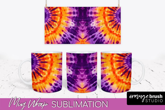 Halloween Tie Dye Coffee Mug Sublimation - Spooky Mug Wrap Sublimation OrangeBrushStudio 
