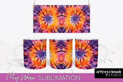 Halloween Tie Dye Coffee Mug Sublimation - Spooky Mug Wrap Sublimation OrangeBrushStudio 