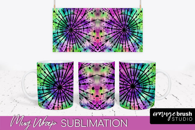 Halloween Tie Dye Coffee Mug Sublimation - Spooky Mug Wrap Sublimation OrangeBrushStudio 