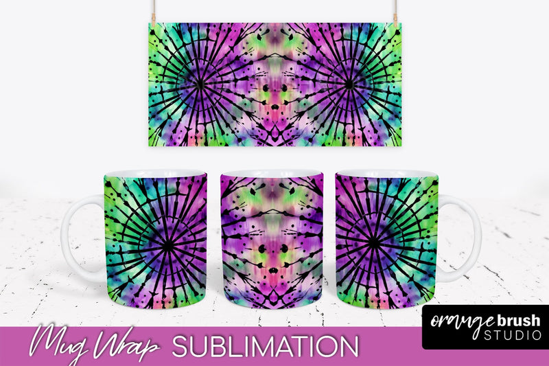 Halloween Tie Dye Coffee Mug Sublimation - Spooky Mug Wrap Sublimation OrangeBrushStudio 