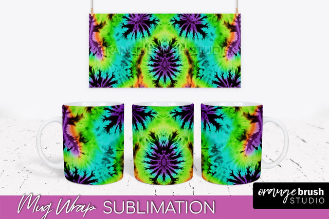Halloween Tie Dye Coffee Mug Sublimation - Spooky Mug Wrap Sublimation OrangeBrushStudio 
