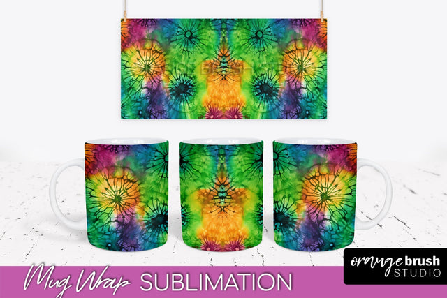 Halloween Tie Dye Coffee Mug Sublimation - Spooky Mug Wrap Sublimation OrangeBrushStudio 