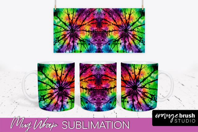 Halloween Tie Dye Coffee Mug Sublimation - Spooky Mug Wrap Sublimation OrangeBrushStudio 