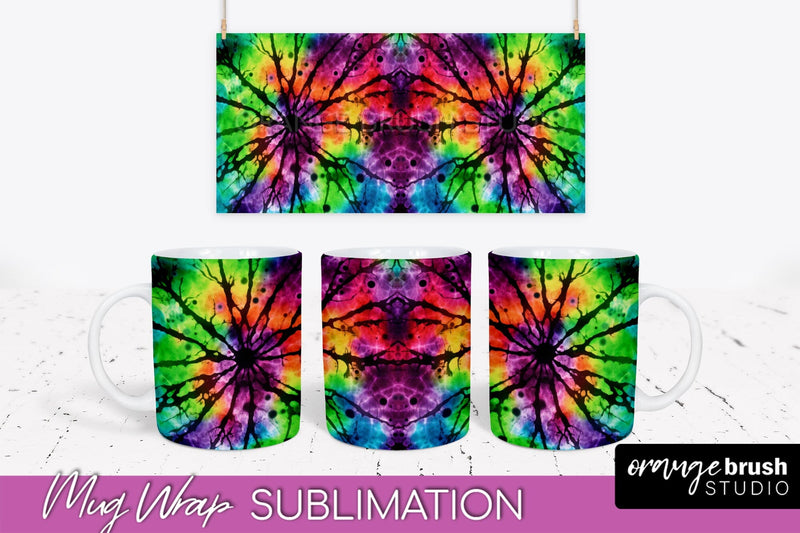 Halloween Tie Dye Coffee Mug Sublimation - Spooky Mug Wrap Sublimation OrangeBrushStudio 
