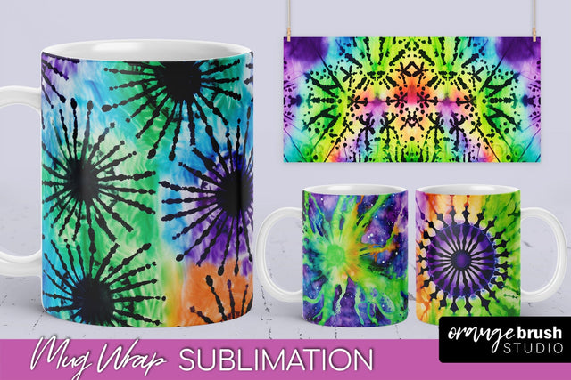 Halloween Tie Dye Coffee Mug Sublimation - Spooky Mug Wrap Sublimation OrangeBrushStudio 