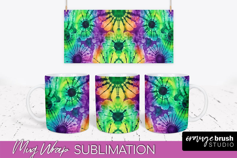 Halloween Tie Dye Coffee Mug Sublimation - Spooky Mug Wrap Sublimation OrangeBrushStudio 