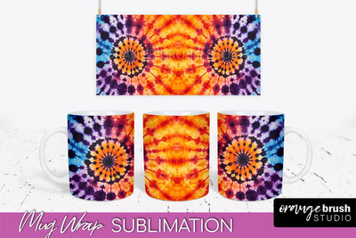 Halloween Tie Dye Coffee Mug Sublimation - Spooky Mug Wrap Sublimation OrangeBrushStudio 