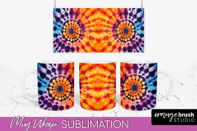 Halloween Tie Dye Coffee Mug Sublimation - Spooky Mug Wrap Sublimation OrangeBrushStudio 