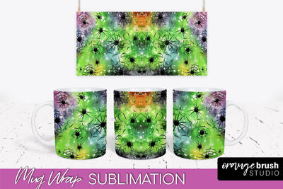 Halloween Tie Dye Coffee Mug Sublimation - Spooky Mug Wrap Sublimation OrangeBrushStudio 