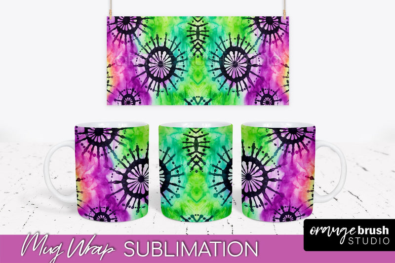 Halloween Tie Dye Coffee Mug Sublimation - Spooky Mug Wrap Sublimation OrangeBrushStudio 
