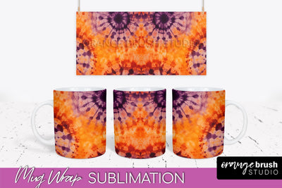 Halloween Tie Dye Coffee Mug Sublimation - Spooky Mug Wrap Sublimation OrangeBrushStudio 