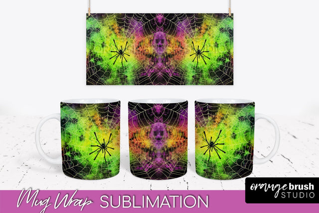 Halloween Tie Dye Coffee Mug Sublimation - Spooky Mug Wrap Sublimation OrangeBrushStudio 