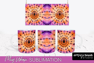 Halloween Tie Dye Coffee Mug Sublimation - Spooky Mug Wrap Sublimation OrangeBrushStudio 