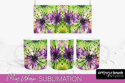 Halloween Tie Dye Coffee Mug Sublimation - Spooky Mug Wrap Sublimation OrangeBrushStudio 