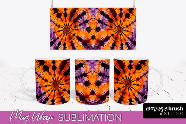 Halloween Tie Dye Coffee Mug Sublimation - Spooky Mug Wrap Sublimation OrangeBrushStudio 