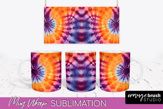Halloween Tie Dye Coffee Mug Sublimation - Spooky Mug Wrap Sublimation OrangeBrushStudio 