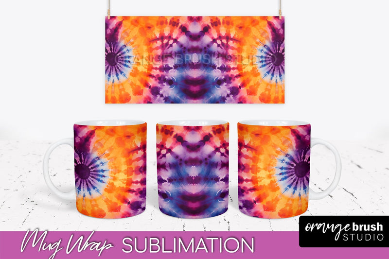 Halloween Tie Dye Coffee Mug Sublimation - Spooky Mug Wrap Sublimation OrangeBrushStudio 