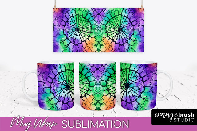 Halloween Tie Dye Coffee Mug Sublimation - Spooky Mug Wrap Sublimation OrangeBrushStudio 