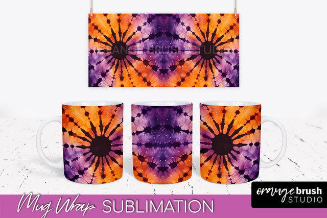 Halloween Tie Dye Coffee Mug Sublimation - Spooky Mug Wrap Sublimation OrangeBrushStudio 